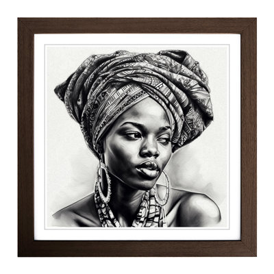 African Woman Drawing - Framed Print