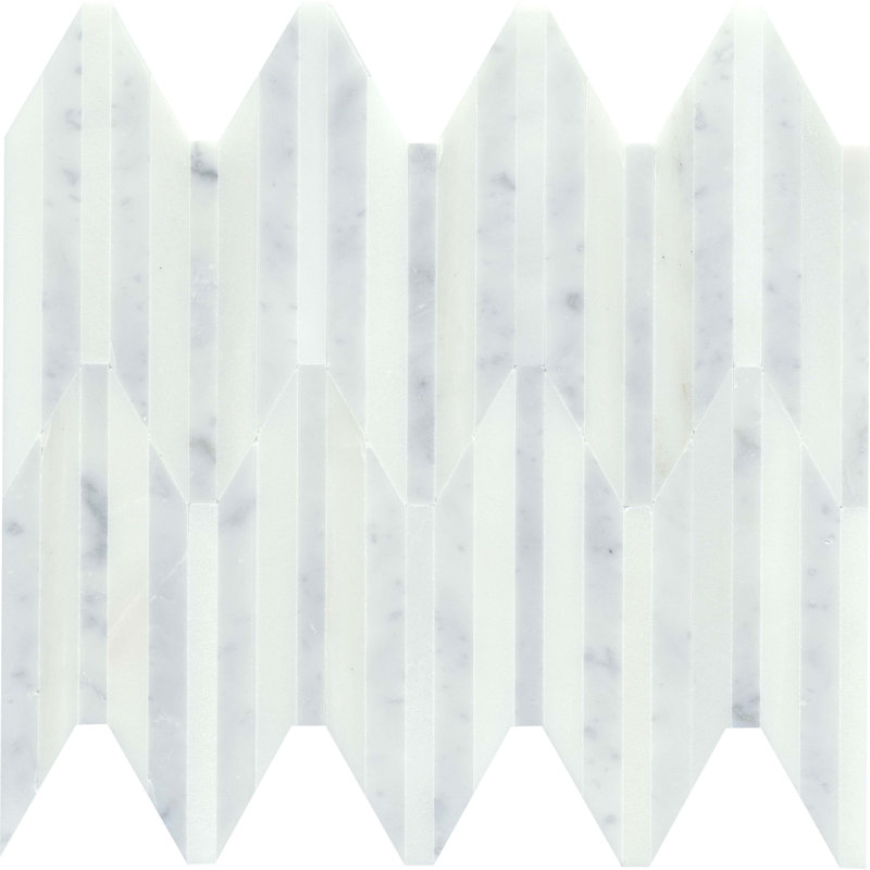 Bizou™ 10 x 12 in. Marble Decorative Accent Tile, White/White