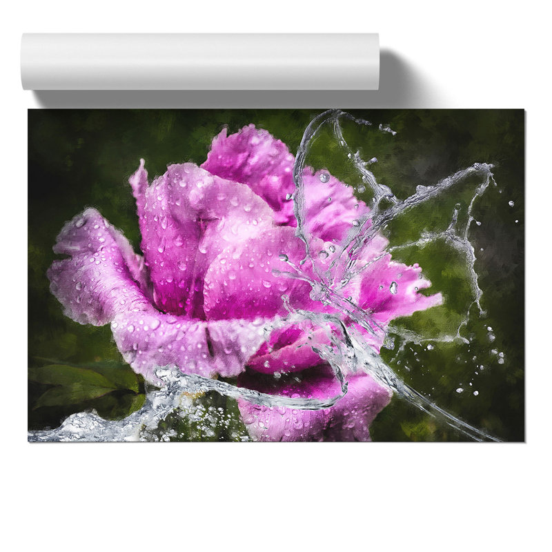 Purple Peony Flower Painting - Frameless Print, 21cm H x 30cm W x 0.1cm D