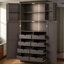 Armoire de cuisine autoportante 35,5 x 17,6 x 70,9 pouces, armoire de rangement haute avec 4 portes, 2 tablettes de porte, 8 plateaux coulissants et tablette réglable pour la salle à manger, bleu