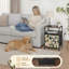 Table de chevet 2 tiroirs avec station de charge, table de chevet pour chambre à coucher avec ports USB, tablette ouverte noire, table de chevet avec ensemble de différents animaux de la forêt verte imprimés à la main