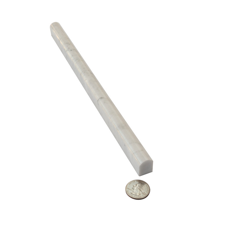 12 x 0.6 Bianco Carrara Marble Pencil Liner Tile Trim