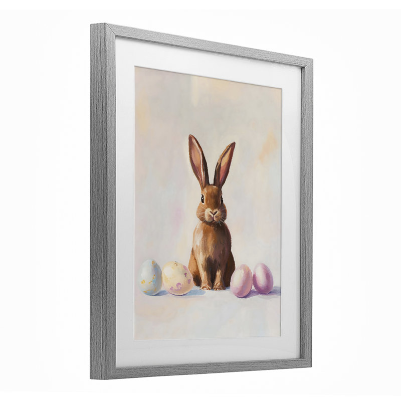 Lapin de Pâques avec œufs pastel, reproduction sous verre, conception de The Prints Vibe, 21 x 17