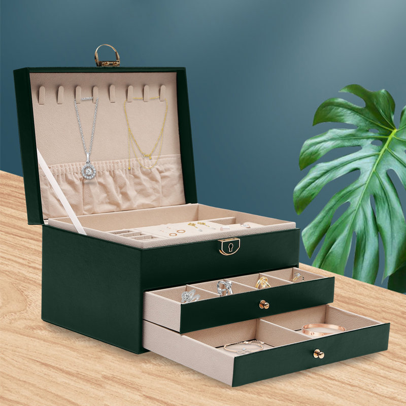 3-layer Jewelry Watch Organizer Box, Green