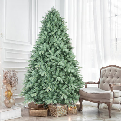 Arbre de Noël de 7,5 pi avec embouts en polyéthylène et en PVC de 2908 de conception unique, de branches articulées, d'assemblage facile et de support en métal