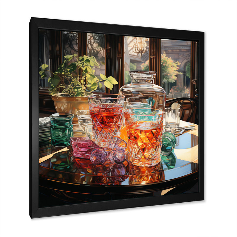 " Creative Beverage Assortement IV ", Black Picture Framed, 24" H x 24" W x 1" D