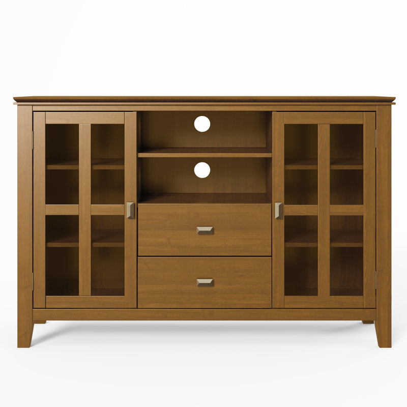 Artisan Honey Brown Solid Wood 53" Transitional Media Stand