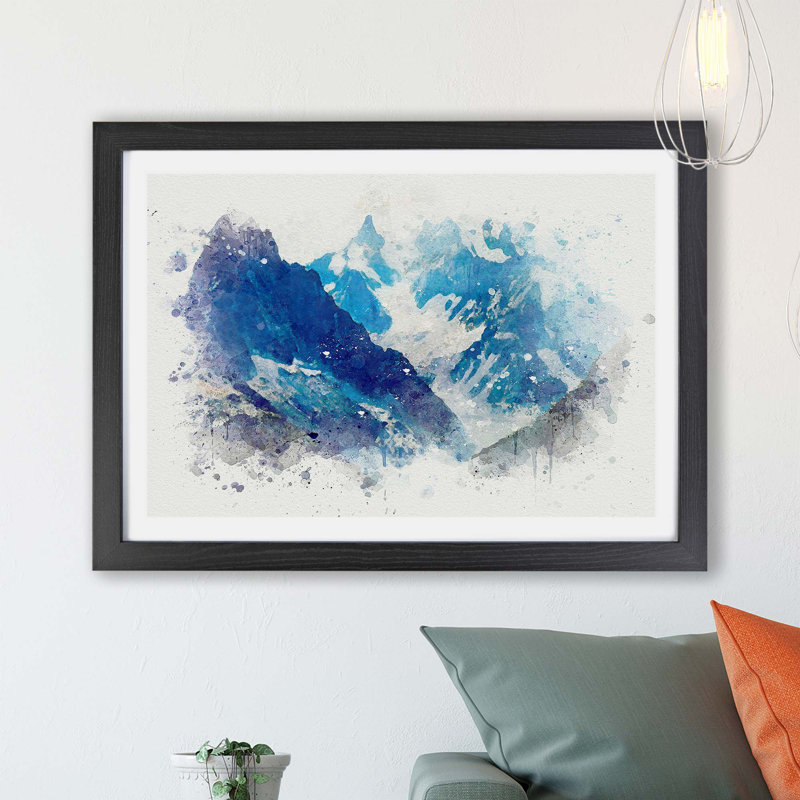 Mountains in Lac Blanc Chamonix - Framed Print, 45cm H x 63cm W x 2cm D, Black