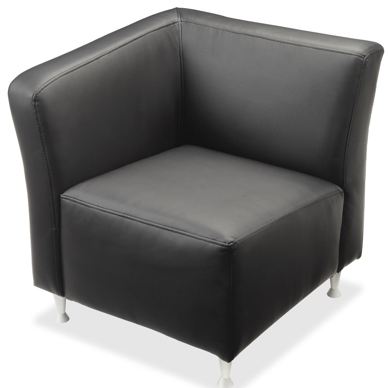 Fuze Reception Chair with Metal Frame, Black, Leather