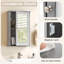 Armoire de rangement pour salle de bain avec miroir, armoire de rangement murale à porte simple avec tablette réglable (gris)