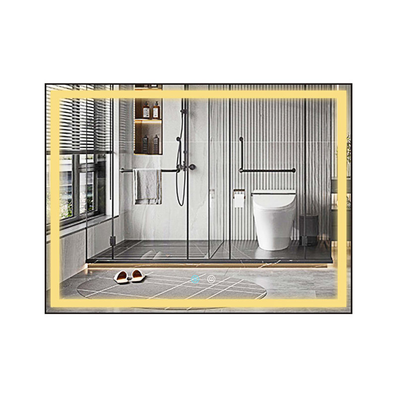 Miroir mural Jonaid, 35,5 po x 47,5 po, Or, Rectangle