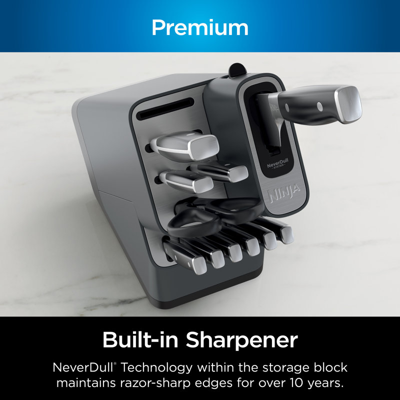 Ninja Foodi Premium 14-Piece Black Stainless Steel Knife Block Set
