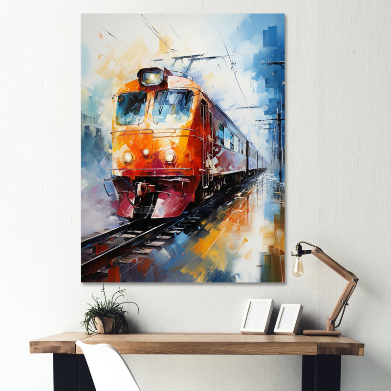 Abstrait train vibrant mouvement I - impressions sur toile modernes, H 32 po x l 16 po x P 1 po, Toile tendue