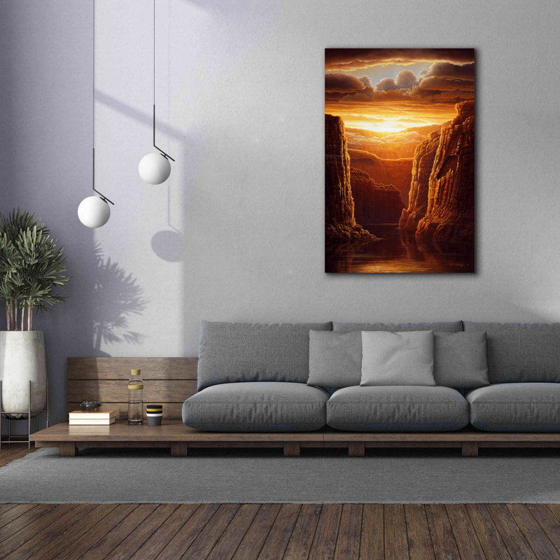 «Warm Reflections» par R. Hed, art mural sur toile, H 40 po x l 60 po