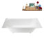 Baignoire encastrée Streamline NS7400CH 67 po en résine de pierre blanche mate avec receveur et bonde intégrée en chrome poli