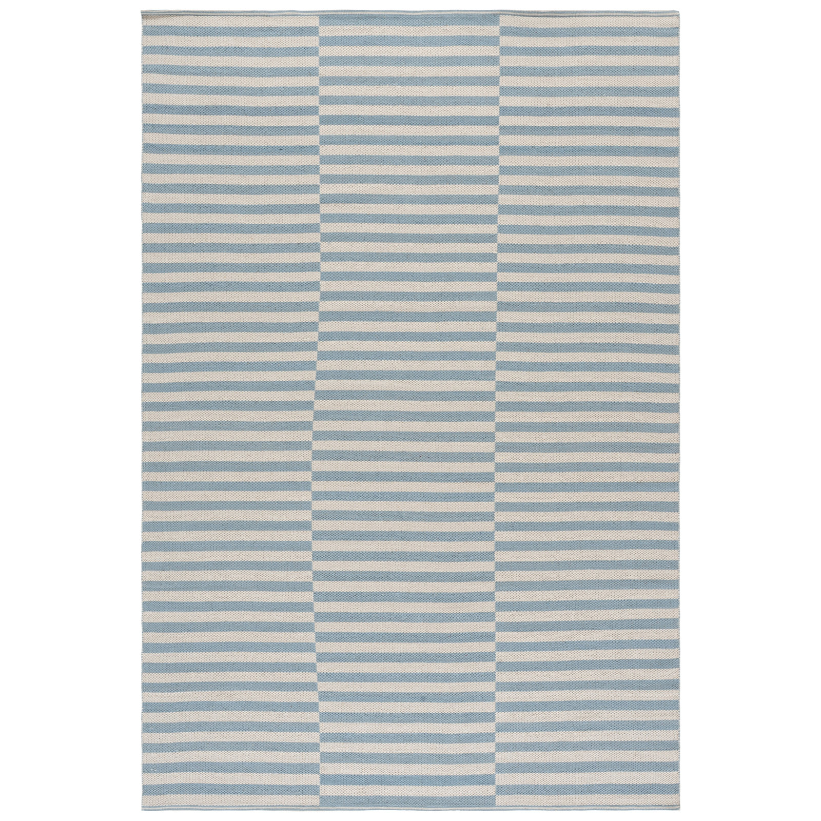 Ilona Ivory Light Blue Striped Cotton Rug, Rectangle 3' x 5'