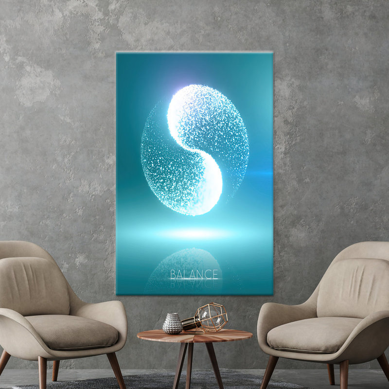 Art zen sur toile, impression balance bleue, décor de bureau, toiles à cadre blanc 1P, 31,6 po H x 23,7 po l