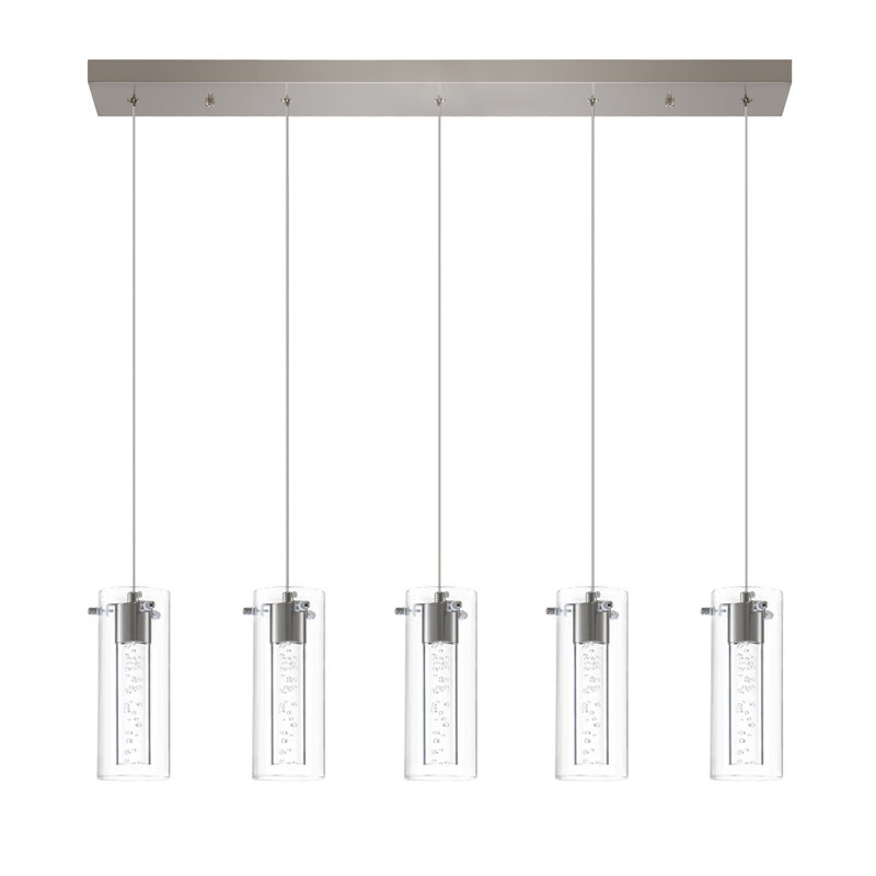 Bojidar - Light LED Kitchen Island Pendant, Brushed Nickel, 5