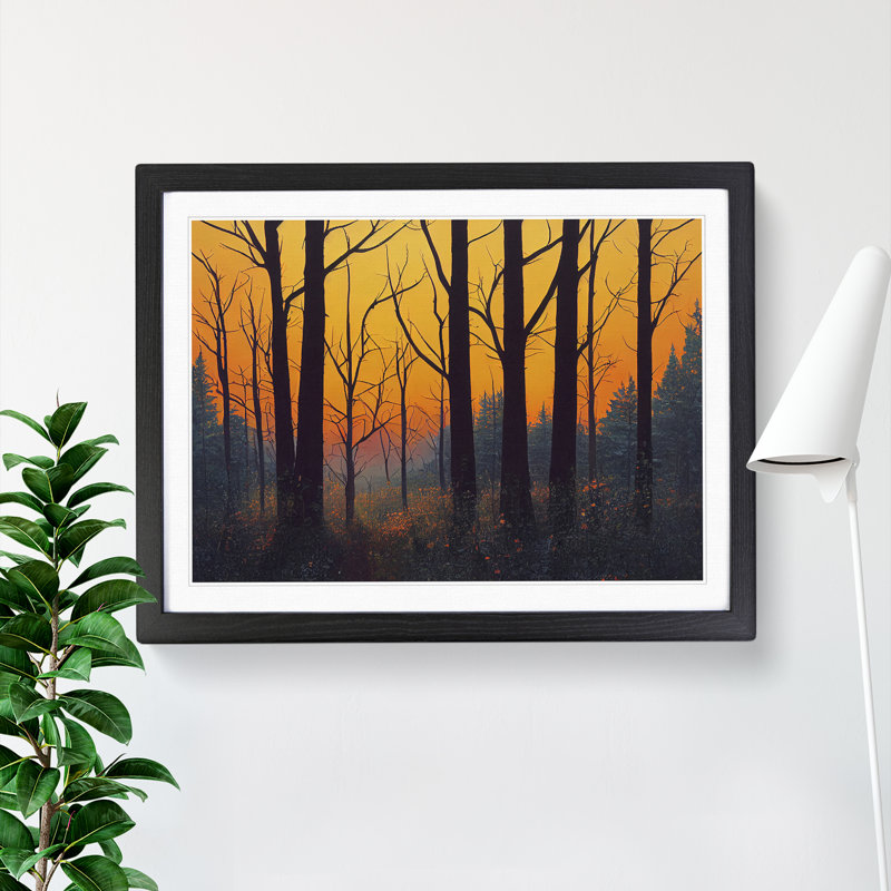 Summer Forest Sunset Vol.4 - Single Picture Frame Print, Black Framed, 25cm H x 34cm W x 2cm D