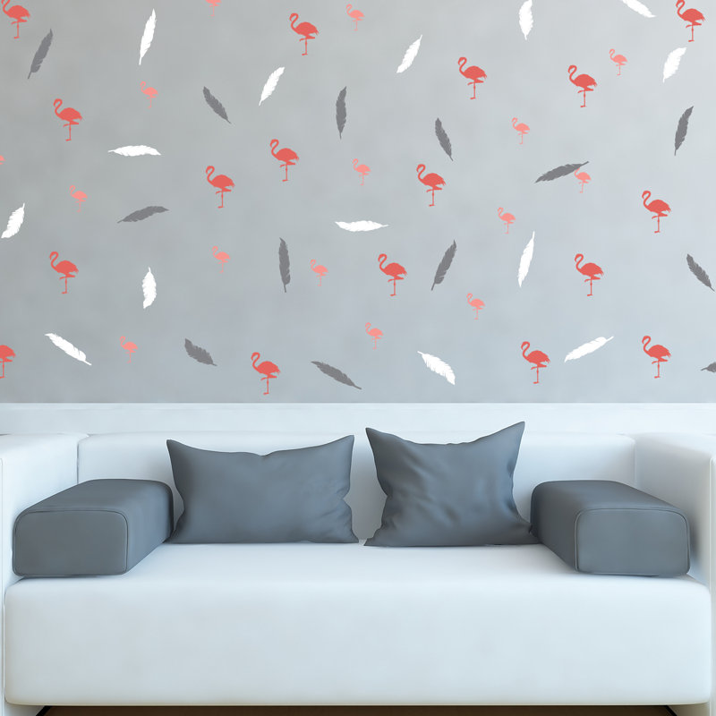 Carreau de papier peint auto-adhésif l 118,2 po x l 59,1 po flamant rose prunes Surles