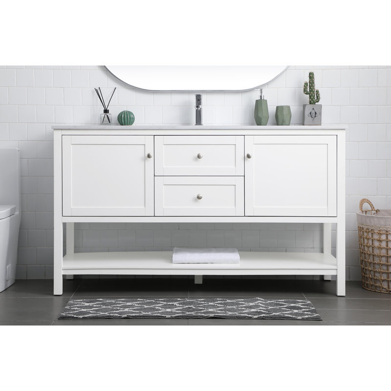 Meuble-lavabo simple 60 po gris Heath, Blanc
