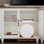 2 Piece Office Set, 56" Executive Desk & Set Of 2 Bookcases With Glass Doors, White