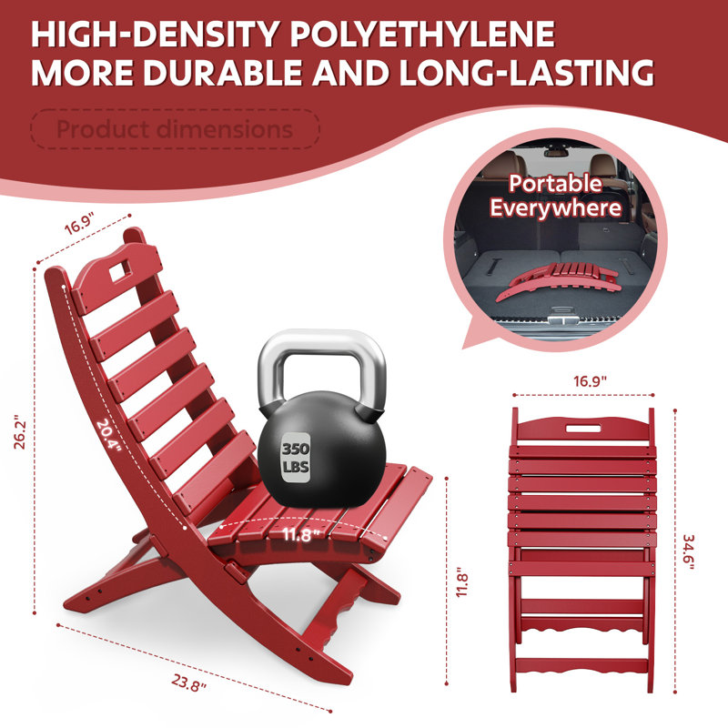 Chaises Adirondack pliantes pour l'extérieur, Rouge