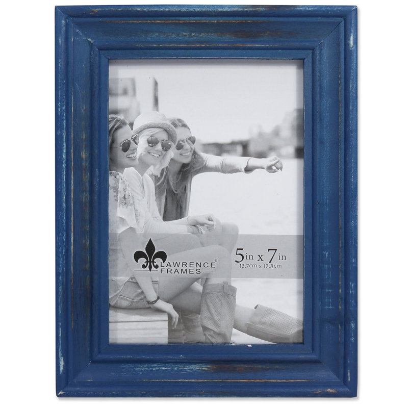 Montesano Wood Beveled Picture Frame, 5" x 7", Weathered Navy Blue