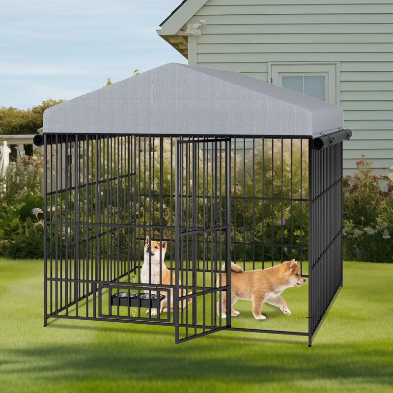 Chenil en métal avec porte 78 po x l 78,7 po x H 76,4 po, H 76,4 po x l 78,7 po x P 78,7 po