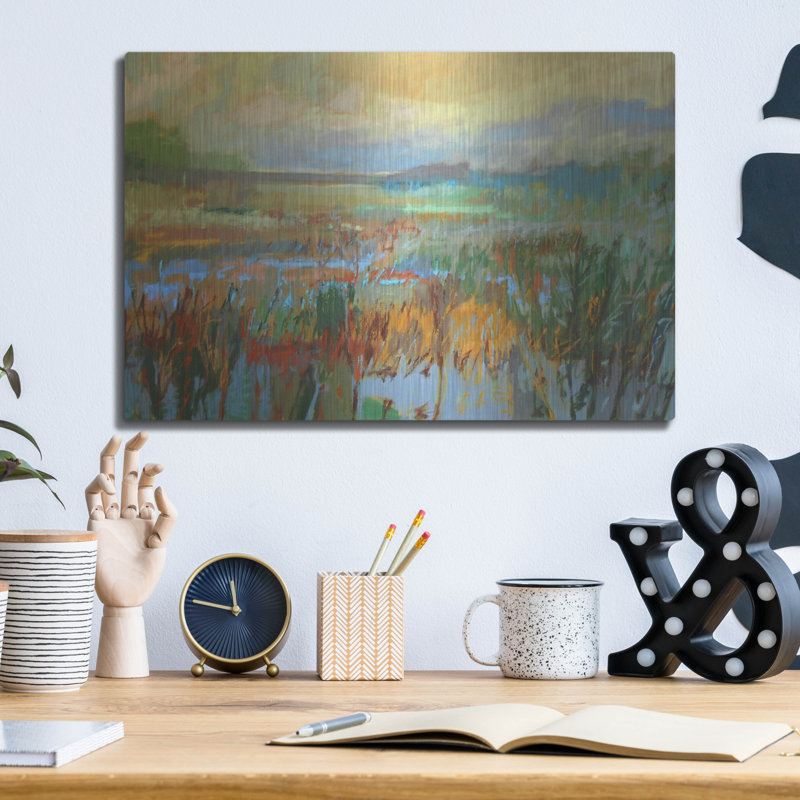 «Marsh in May» par Jane Schmidt, art mural en métal, H 12 po x l 16 po