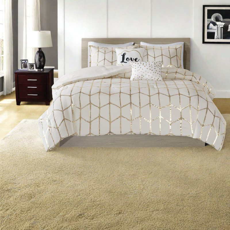Ensemble de literie moderne, ensemble d'édredon 5 pièces en polyester hypoallergénique, idéal pour la décoration intérieure