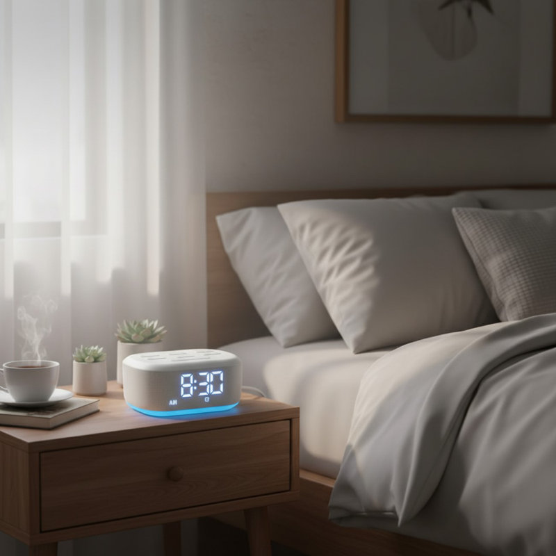 Numerical Plastic / Acrylic Electric Alarm Tabletop Clock White
