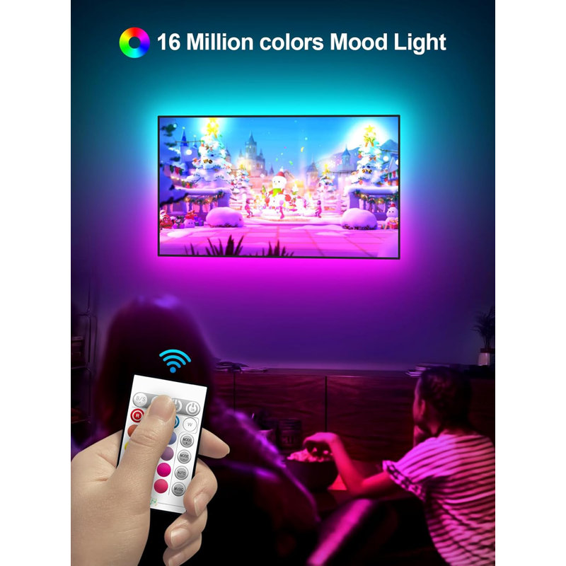  LED Lights for TV,TV LED Backlight, for 35-85 Inch TV, Music Sync TV LED Light with Bluetooth Function - RGB Color Changing Light Strip for Bedroom