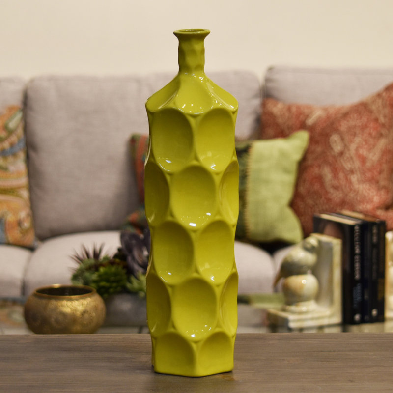 Eaglin Table Vase, 17.78" H x 4.75" W x 4.75" D, Yellow