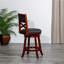 Tabouret pivotant à dossier en X de 24 po de hauteur comptoir, finition cerisier, siège en tissu gris anthracite-288109349-288109347