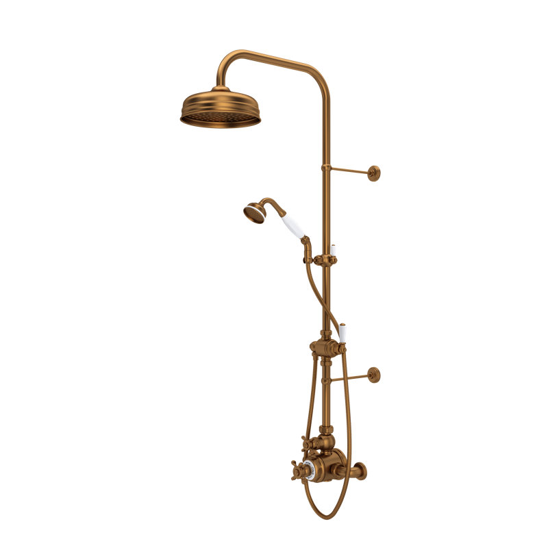 Edwardian™ 3/4" Thermostatic Shower System, English Bronze, Cross Handle