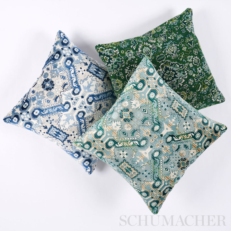 Tiraz Velvet Pillow, Indigo