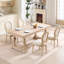 Chaises de salle à manger French Country de 2, rembourrées avec une hauteur confortable, tréfilage, bois massif, sculpture, dossier beige, démontable,
