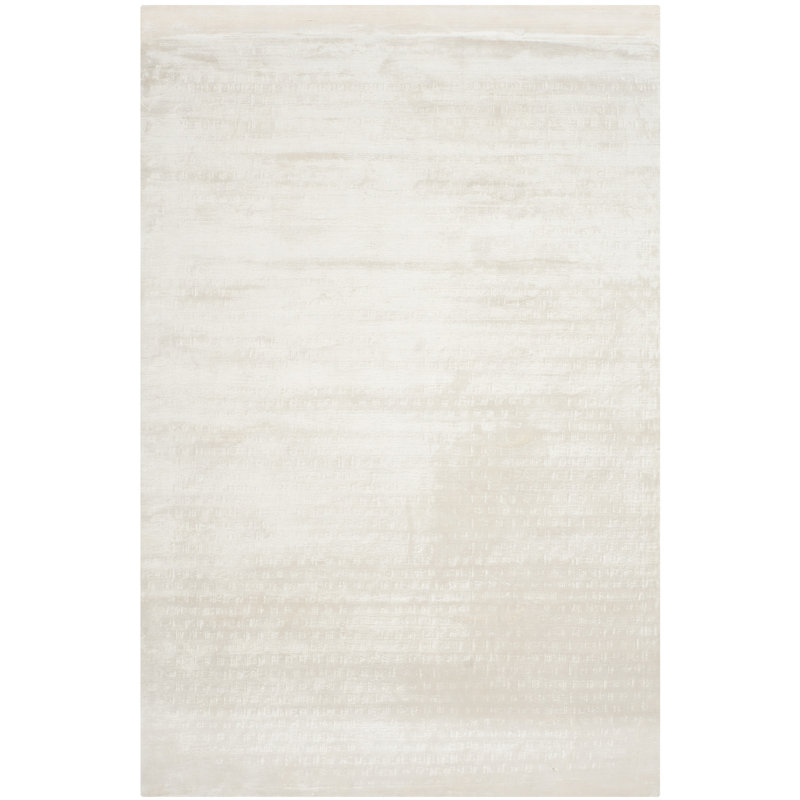 Anastasi Hand-Knotted White Area Rug, Rectangle 4' x 6'