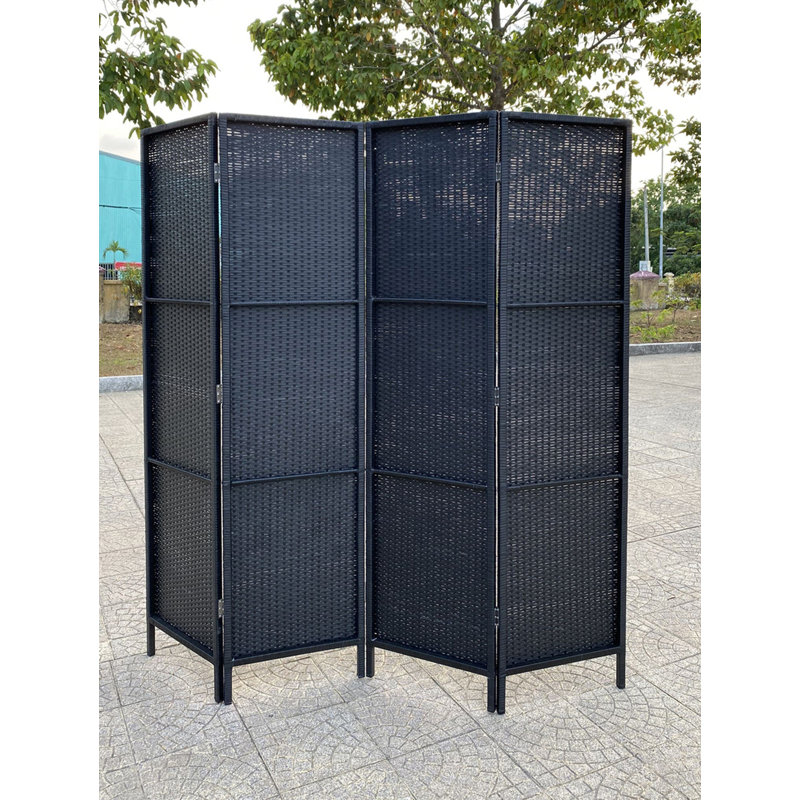 Ahsaad Resin Patio Privacy Screen Room Divider, 4, Black