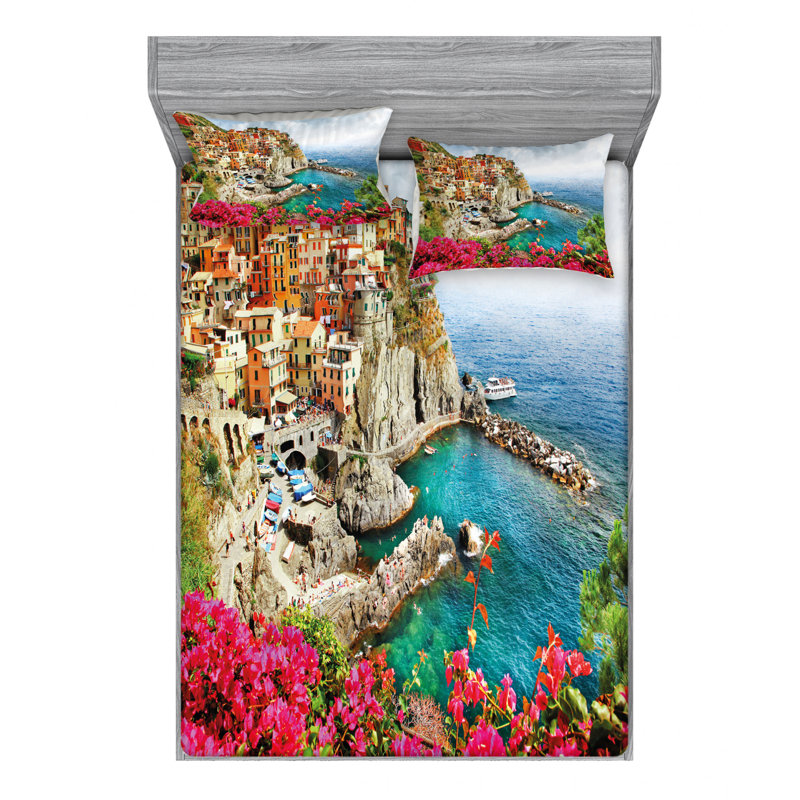 Microfiber Floral Sheet Set, Queen Sheet Set + Fitted Sheet + 2 Pillowcases