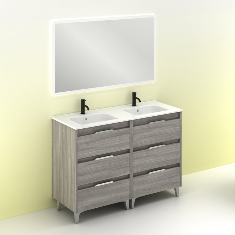 Vanity & Mirror Set, Grey