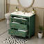 Ensemble de meuble-lavabo classique en bois de pin avec lavabo en céramique - 3 tiroirs de rangement, prêt pour le robinet de 4 po, facile à assembler?-219210679