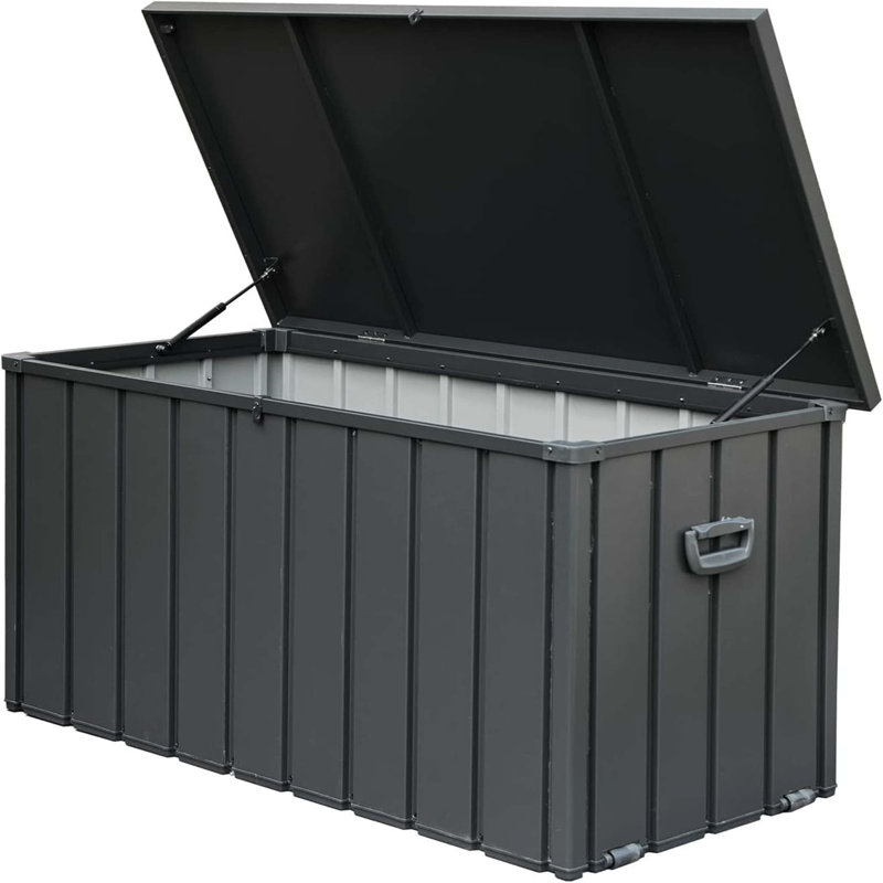200-Gallon Waterproof Outdoor Storage Deck Box With Lockable Lid, Hydraulic Lift Support, And All-Weather Durability For Patio Cushions, Garden Tools, And Seasonal Items.