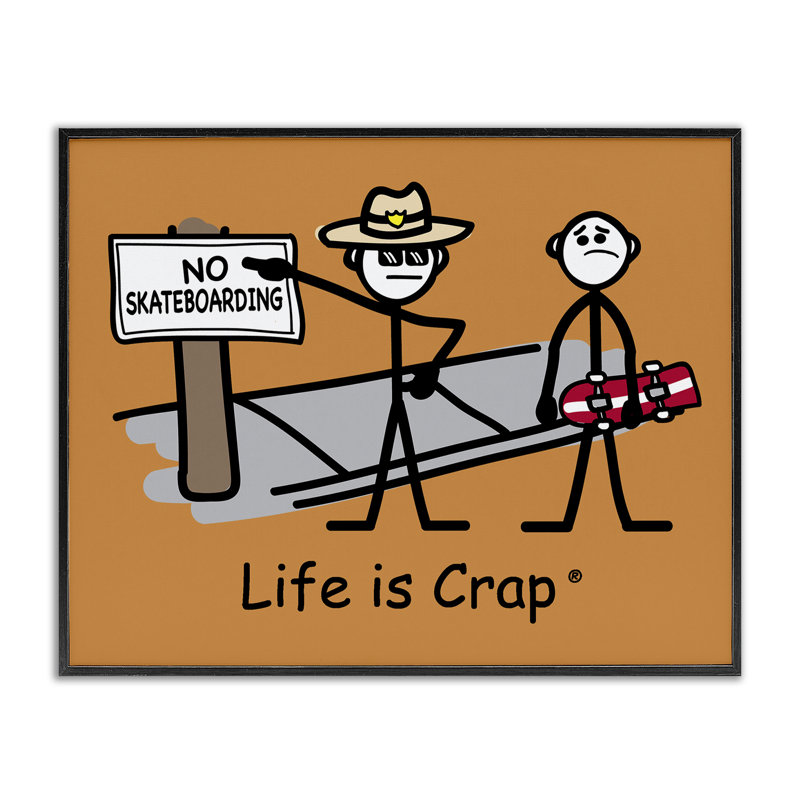 No Skateboarding Sign, estampe numérique par LIC, H 11 po x l 14 po, Giclée encadrée noir minuit