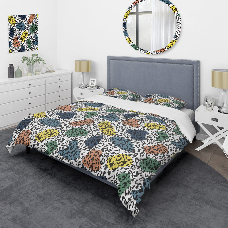 Ensemble de housse de couette en microfibre bleu / jaune / vert 3 pièces