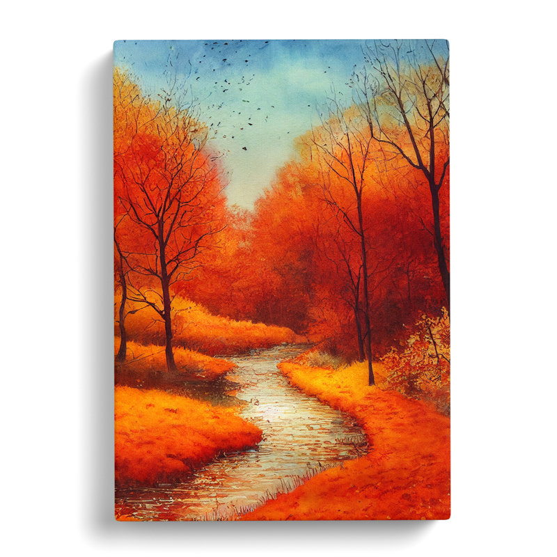 Watercolour Autumn Landscape Vol.1 - Wrapped Canvas, 76cm H x 50cm W x 3cm D