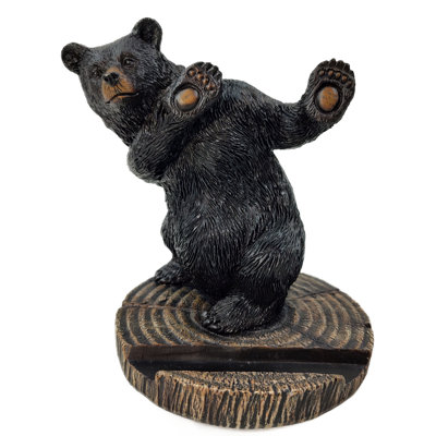 Support pour téléphone portable Peeking Black Bear Figurine