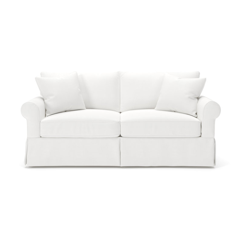 Canapé-lit à accoudoirs roulés avec coussins réversibles de 84 po Amari, Toile blanc cassé Bayou