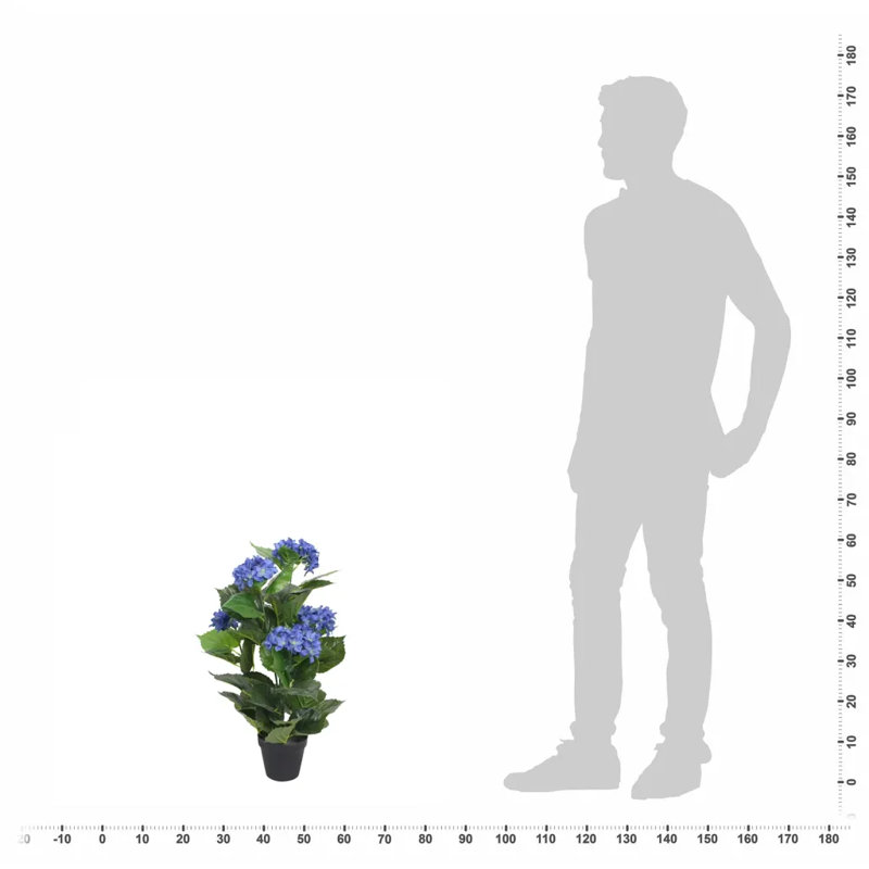 60cm Faux Flowering Plant in Pot, Blue